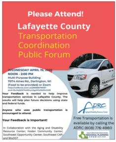 Lafayette County Transportation Coordination Public Forum @ Multi-Purpose Building