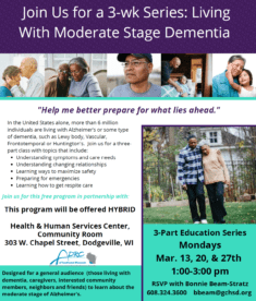 Moderate Stage Dementia @ Iowa County Health and Human Services