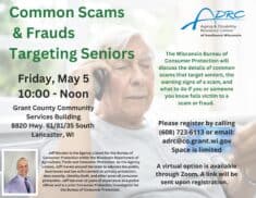 Common Scams & Frauds @ Grant County Community Services Building