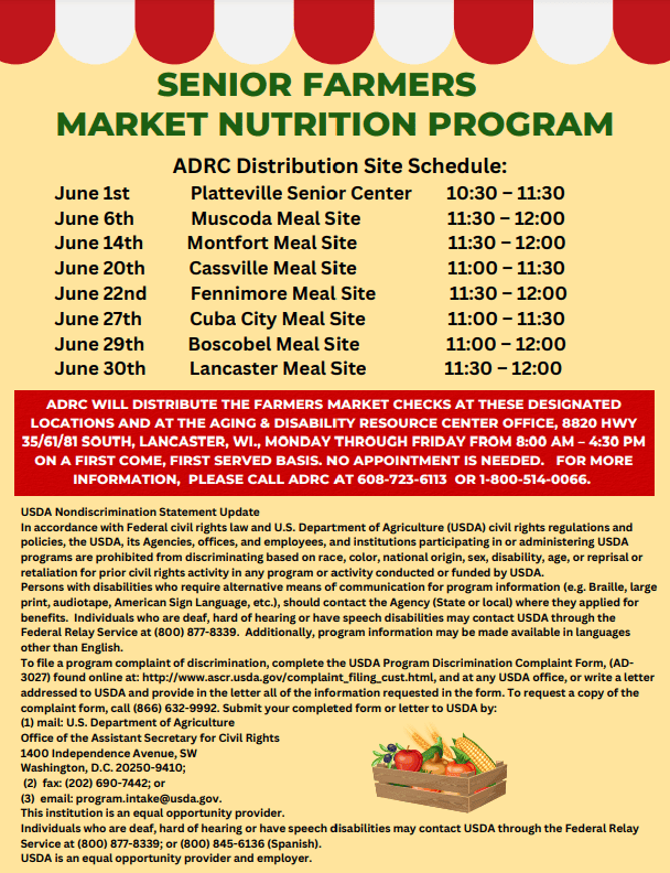 Grant County Senior Farmers Market Voucher Distribution Aging and