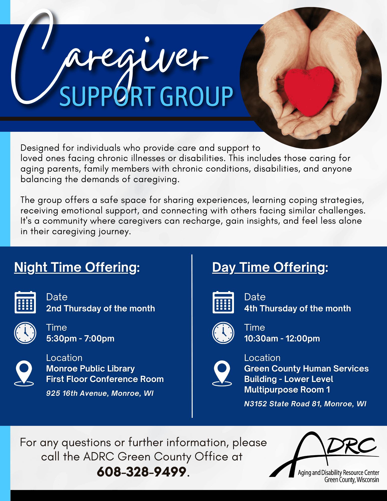 Caregiver Support Group - Daytime @ Green County Human Services - Lower Level Multipurpose Building